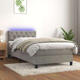  Krevet box spring s madracem LED svjetlosivi 80x200 cm baršun Cijene