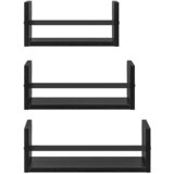  Set zidnih polica 3 pcs Crni hrast 40x16x14cm Konstruirano drvo | shoptok.hr