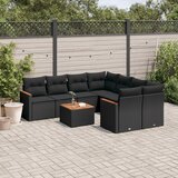 vidaXL 9-dijelni set vrtnih sofa s jastucima crni od poliratana | shoptok.hr