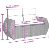  8-dijelni Set vrtnih kauča (vrtna garnitura) s jastučićima crnog poliratana i akacije | shoptok.hr
