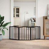 vidaXL Vrata za pse s 3 panela sklopiva crna 150 cm od drva topole | shoptok.hr