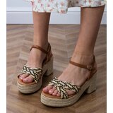 Gemre Black woven block heel sandals Marfi | ePonuda.com