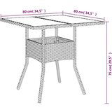 vidaXL Vrtni stol sa staklenom pločom crni 80x80x75 cm od poliratana | shoptok.hr