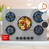 Klarstein Firetale, plinska ploča za kuhanje, 5 plamenika, 70 cm, aluminijski plamenici, uključujući crijevo i reducir ventil | shoptok.hr