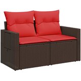  Set sofe 6 kom. Smeđa i crvena Poli Rattan i čelik | shoptok.hr