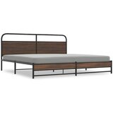 Maison Chic Kovinski Posteljni Okvir - Dvoposteljna postelja brez vzmetnice rjavi hrast 200x200 cm, (22081716) | Shoptok.si