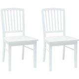  Trpezarijske stolice 2 kom. Čvrsto drvo od gume Bijelo Bijela 50 x 52,5 x 91 cm | Shoptok.si