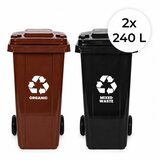  Set od 2 kante za otpad 2x240L crno-smeđe, opći otpad, BIO gumeni kotači Cijene