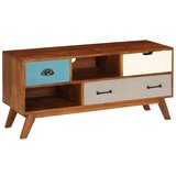 Furnova TV omarica s 3 predali 110x35x50 cm trden akacijev les, (21924637) | Shoptok.si