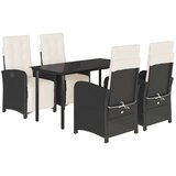 vidaXL 5-dijelni vrtni blagovaonski set s jastucima od poliratana crni | shoptok.hr