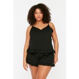 Trendyol Curve Black Strap Ruffle Detailed Knitted Pajamas Set Cijene