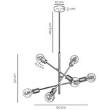  ONLI - Visilica na sajli CROSS 6xE27/22W/230V crna/mesing | Eponuda.com