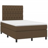 vidaXL Box spring postelja z vzmetnico temno rjava 120x190 cm blago, (21111262) Cene