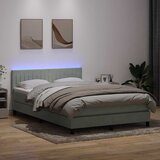  s oprugama i madracem LED svjetlosivi 160x220 cm baršunasti | shoptok.hr