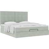 vidaXL Otomanski posteljni okvir z vzmetnicami siv 180x200cm žamet | Shoptok.si
