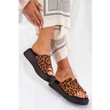Boto Women's Platform Sandals With Low Wedge And Decorative Detail Leopard Print Brown Saqesse | Shoptok.si