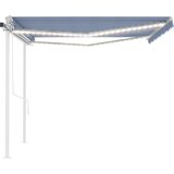 vidaXL Avtomatska tenda LED + senzor 4,5x3 m modra in bela | Shoptok.si