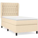  Box spring postelja z vzmetnico krem 90x200 cm blago, (20896548) | Shoptok.si