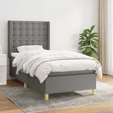 vidaXL Box spring postelja z vzmetnico temno siva 90x190 cm blago