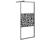 Pregrada za tuš 80 x 195 cm staklo ESG s uzorkom kamena crna | shoptok.hr