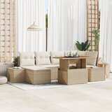 vidaXL Vrtna sofa set Set 7 Bež Ratan Vrtna jedilna garnitura | Shoptok.si