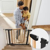 ECO TOYS Sigurnosna ograda, 74-100 cm, za stepenice i vrata, metal i drvo, dodatni paneli, | shoptok.hr