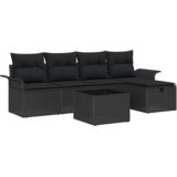  6-dijelni set kauča za vrt s jastučićima Crni Poli Ratan | shoptok.hr