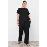 Trendyol Curve Black T-shirt-Pants Knitted Two Piece Set