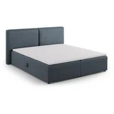 Modra boxspring postelja s prostorom za shranjevanje 160x200 cm Arendal –