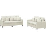  2-dijelni set sofa s jastucima krem baršunasti | shoptok.hr