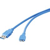 Renkforce USB 3.0 priključni kabel [1x USB 3.0 vtič A - 1x USB 3.0 vtič Micro B] 0.30 m modre barve\, pozlačeni vtični kontakti (20416223) | Shoptok.si