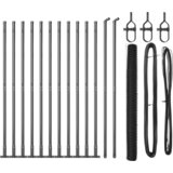 vidaXL Šesterokotna Ograja Siva 1.6x25 m Jeklo, Ograjni Stebri s Podnožnimi Ploščami 13 kos Ø32mm 88.5cm Galvanizirano Jeklo | Shoptok.si