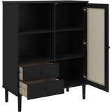  Visoka komoda SENJA crna izgled ratana 90x40x112 cm borovina | shoptok.hr