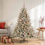  Umjetno božićno drvce s kuglicom 120 cm 150 LED lampica - Zelena i bijela 120 cm s LED-ima i ružičastim lopticama | shoptok.hr