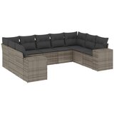 Maison Chic Seti vrtnega pohištva - Vrtna garnitura - Vrtni pohištvo set 9-delna z blazinami siv poli ratan, (21803832) | Shoptok.si