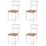 5-dijelni blagovaonski set od MDF-a i drva kaučukovca bijeli | shoptok.hr