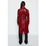 Trendyol Burgundy Shiny Belted Trench Coat | ePonuda.com