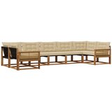 vidaXL Zunanja garnitura za sedenje z blazino 7 pcs Naravna in bež, (5000273301) | Shoptok.si
