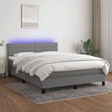  Box spring postelja z vzmetnico LED temno siva 140x190 cm blago, (20789640) Cene