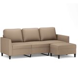  Kavč trosed s stolčkom za noge kapučino 180 cm umetno | Shoptok.si