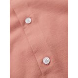 Ombre Men's linen shirt with stand-up collar and pocket REGULAR FIT - pink | Shoptok.si