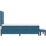  Krevet s box springom s madracem i klupom tamno plave boje 90x200 cm baršun | shoptok.hr