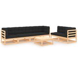 The Living Store Vrtna sedežna garnitura 7-delna z blazinami trdna borovina - Vrtna Sedežna Garnitura, (21473763) | Shoptok.si