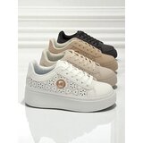 Resti Aelia women's platform sneakers white openwork ecru | Shoptok.si