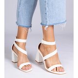 Gemre White block heel sandals with buckle Runaz | ePonuda.com