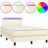  Krevet box spring s madracem LED krem 120x200cm od umjetne kože | shoptok.hr