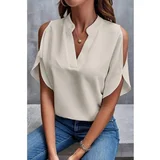 Fenzy Elegantna Ohlapna Bluza Z "V" Izrezom, Krem