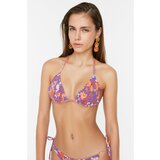 Trendyol Purple Floral Patterned Gippie Bikini Top Cene