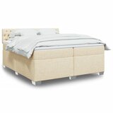vidaXL Box spring postelja z vzmetnico krem 200x200 cm blago Cene