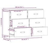  Komoda crna 100 x 40 x 75 cm od masivne borovine | shoptok.hr